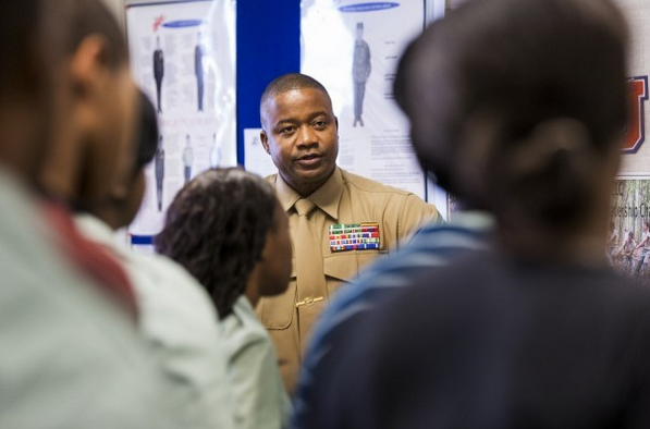 JROTC instructor talks to students in impoverished Florida panhandle community